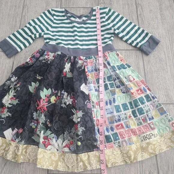 KPea toddler girl Patchwork Christmas Holiday Dress Size 5T - Picture 9 of 11
